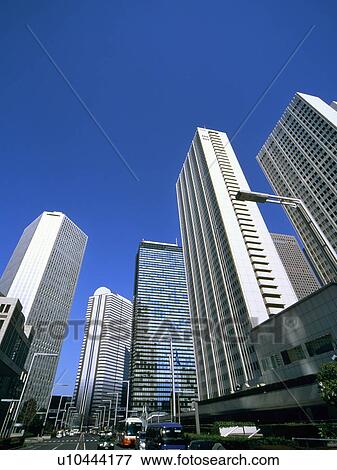 Stock Photo - Shinjuku Skyscraper Architecture Low Angle View. Fotosearch