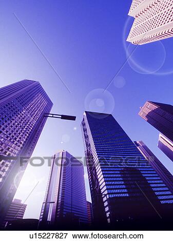 Stock Photo - Shinjuku Skyscraper Architecture Low Angle View. Fotosearch
