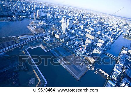 Picture - Shinonome Canal and Yurikamome. Fotosearch