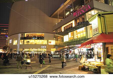 Stock Photo - Shops at Night. Fotosearch