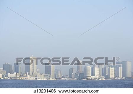 Stock Photograph - Skyline Architecture Sea Sky Copy Space. Fotosearch