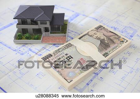 Stock Photography - Stack of Notes and Model House. Fotosearch