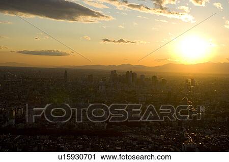 Stock Image - Sunset Over Tokyo. Fotosearch
