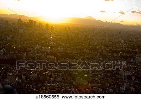 Sunset Over Tokyo View Large Photo Image Stock Photograph - Sunset Over Tokyo. Fotosearch