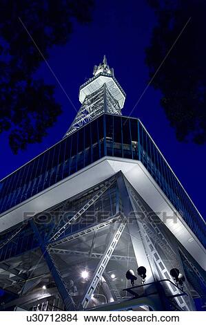 Television Tower at Night View Large Photo Image Picture - Television Tower at Night. Fotosearch