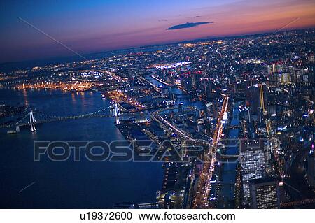 Tokyo Cityscape with Rainbow Bridge at Night View Large Photo Image Stock Image - Tokyo Cityscape with Rainbow Bridge at Night. Fotosearch