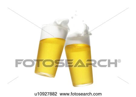 Stock Image - Two Pints of Beer. Fotosearch