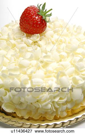 Stock Photo - White Chocolate Cake with Strawberry. Fotosearch