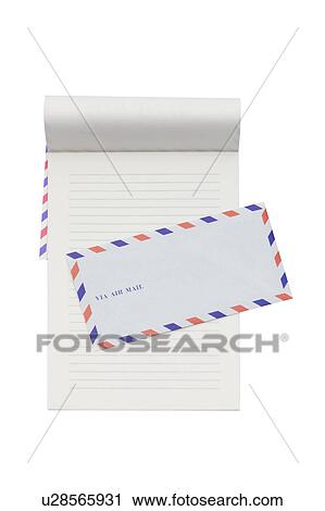 Stock Image - Air mail envelope and note pad. Fotosearch