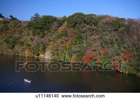 Stock Image - Boat at Kameyama Lake. Fotosearch