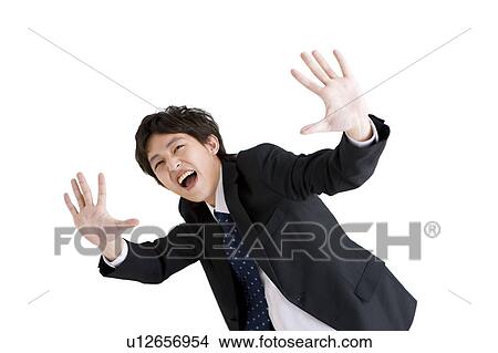 Businessman with arms raised View Large Photo Image Picture - Businessman with arms raised. Fotosearch