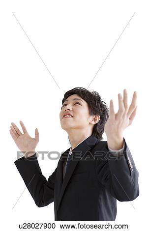 Businessman with arms raised View Large Photo Image Stock Image - Businessman with arms raised. Fotosearch