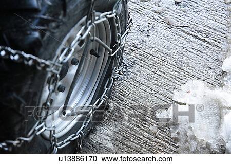 Chained Tyre View Large Photo Image Stock Image - Chained Tyre. Fotosearch