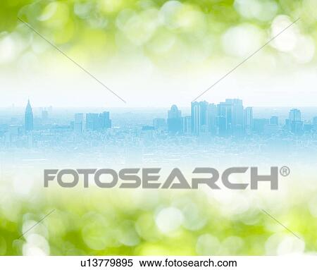 Stock Photography - Cityscape and forest, Digital Composite. Fotosearch