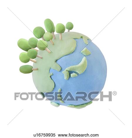 Clay globe and trees View Large Photo Image Stock Photography - Clay globe and trees. Fotosearch