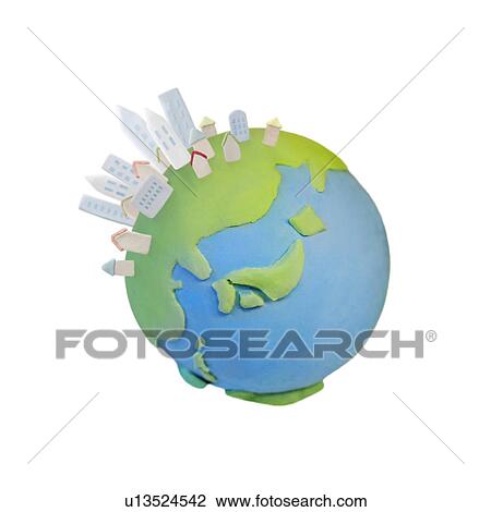 Clay globe, buildings and houses View Large Photo Image Stock Image - Clay globe, buildings and houses. Fotosearch