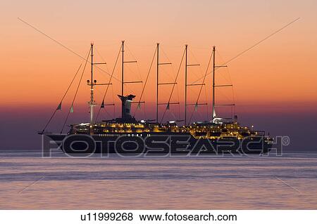 Stock Photo - Cruise Liner at Dusk. Fotosearch