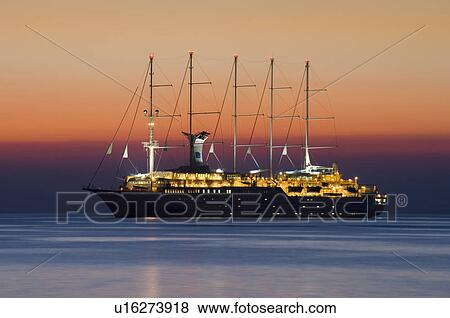 Stock Photo - Cruise Liner at Dusk. Fotosearch