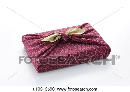 Stock Image - Gift wrapped in Furoshiki. Fotosearch