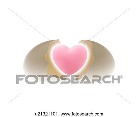 Stock Image - Heart born from an egg, Digital composite. Fotosearch