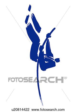 Stock Image - Illustration of businessman doing pole vault. Fotosearch