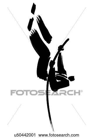 Stock Image - Illustration of businessman doing pole vault. Fotosearch