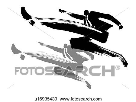 Stock Photo - Illustration of businessman jumping and his shadow. Fotosearch