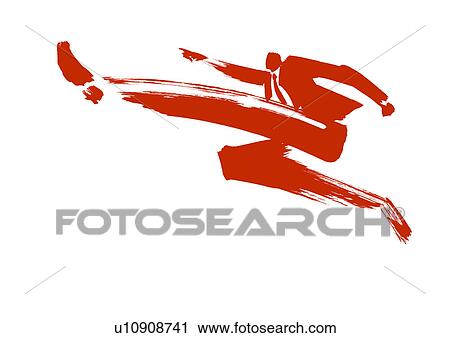 Stock Image - Illustration of businessman jumping. Fotosearch