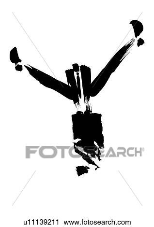 Stock Image - Illustration of businessman jumping over Pommel Horse. Fotosearch