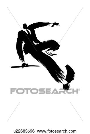 Stock Photograph - Illustration of businessman jumping over a wall. Fotosearch