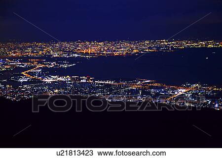 Stock Image - Kobe Seen From Rokko Garden Terrace. Fotosearch