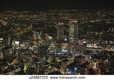 Meieki at Night View Large Photo Image Stock Image - Meieki at Night. Fotosearch