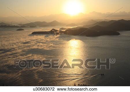 Stock Image - Morning Mist at Setonaikai. Fotosearch