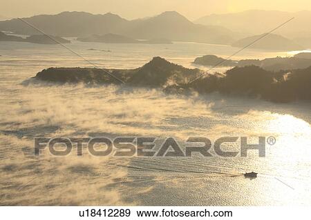 Morning Mist at Setonaikai View Large Photo Image Stock Photo - Morning Mist at Setonaikai. Fotosearch