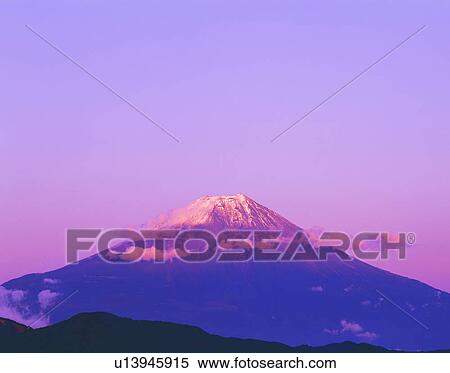 Stock Photography - Mt. Fuji at dusk, Yamanashi Prefecture, Honshu, Japan. Fotosearch