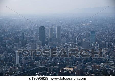 Stock Photo - Nagoya Station (Meieki), Aerial view. Fotosearch
