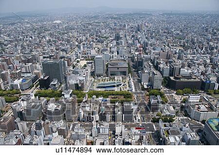Nagoya Television Tower and Oasis 21, Aerial view View Large Photo Image Picture - Nagoya Television Tower and Oasis 21, Aerial view. Fotosearch