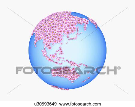 Stock Photo - Planet Earth Covered in Flowers. Fotosearch
