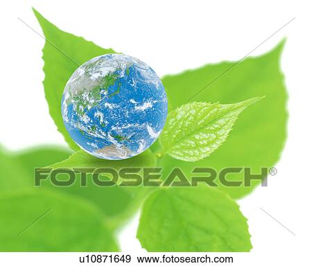 Stock Photo - Planet earth on plant, Digital Composite. Fotosearch