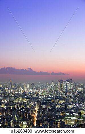 Stock Image - Shinjuku at Dusk. Fotosearch