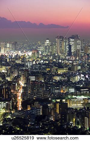 Shinjuku at Dusk View Large Photo Image Stock Photo - Shinjuku at Dusk. Fotosearch