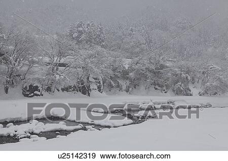 Snowy Shirakawa-go View Large Photo Image Stock Photo - Snowy Shirakawa-go. Fotosearch