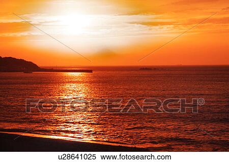 Stock Photography - View From Tateyama Harbor, Mount Fuji in Distance. Fotosearch