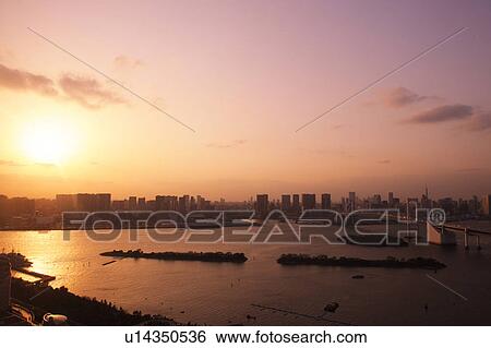 Stock Photograph - View of Tokyo from Odaiba, Tokyo Prefecture, Honshu, Japan. Fotosearch