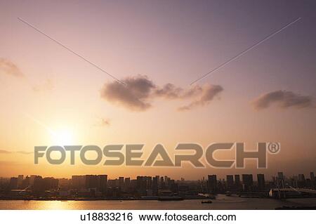 Stock Photograph - View of Tokyo from Odaiba, Tokyo Prefecture, Honshu, Japan. Fotosearch