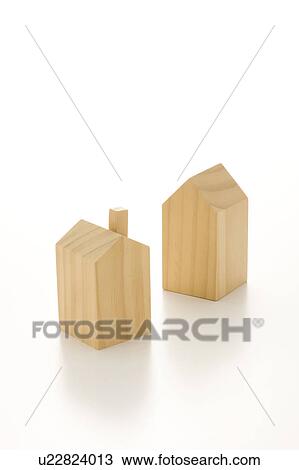 Stock Image - Wooden toy houses. Fotosearch