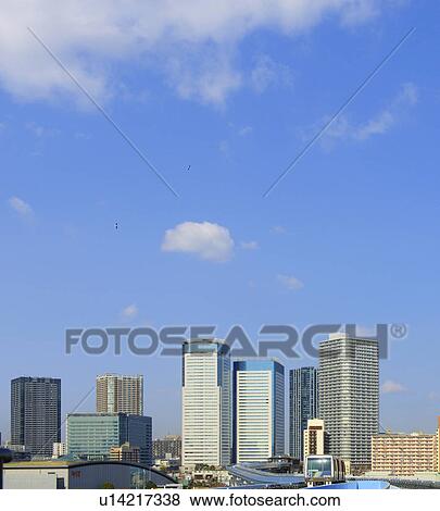 Stock Photo - Yurikamome monorail and Toyosu, Koto Ward, Tokyo Prefecture, Honshu, Japan. Fotosearch