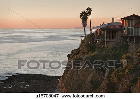アメリカ, カリフォルニア, laguna 浜, 家, 上に, 崖 写真館、イメージ 
