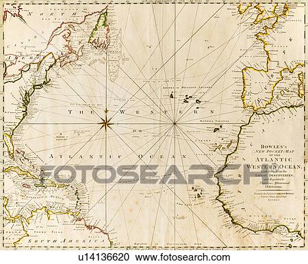 Stock Image - Antique world map. Fotosearch