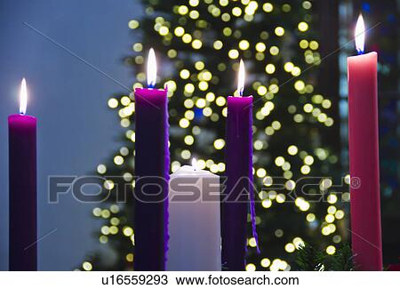 Stock Image - Christmas candles. Fotosearch